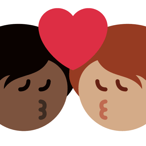 Kiss: Person, Person, Dark Skin Tone, Medium Skin Tone