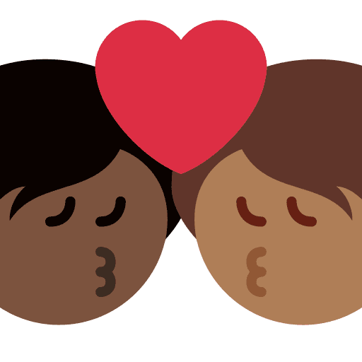 Kiss: Person, Person, Dark Skin Tone, Medium-dark Skin Tone