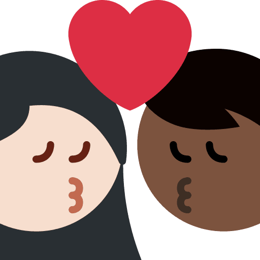 Kiss: Woman, Man, Light Skin Tone, Dark Skin Tone