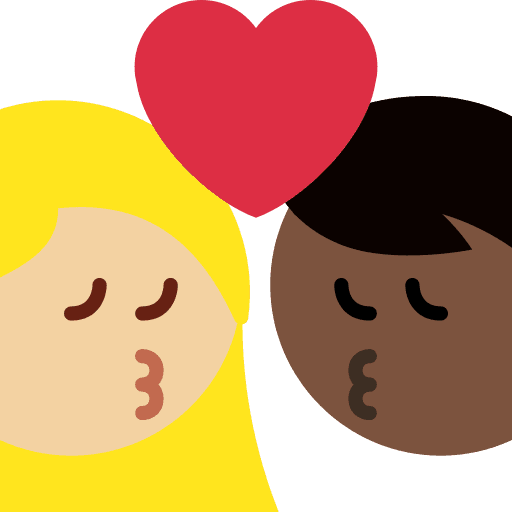 Kiss: Woman, Man, Medium-light Skin Tone, Dark Skin Tone