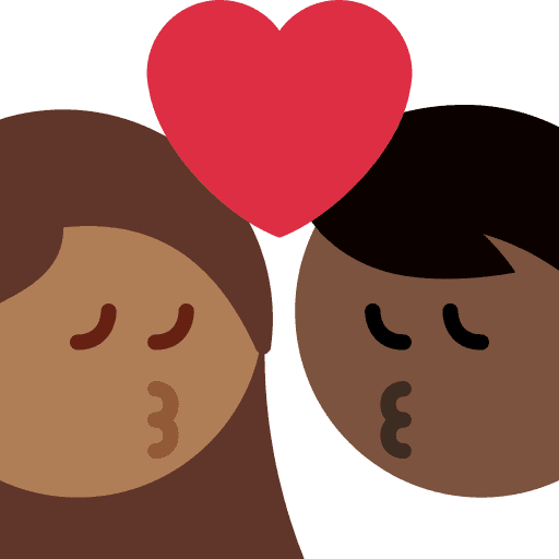 Kiss: Woman, Man, Medium-dark Skin Tone, Dark Skin Tone