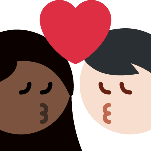 Kiss: Woman, Man, Dark Skin Tone, Light Skin Tone