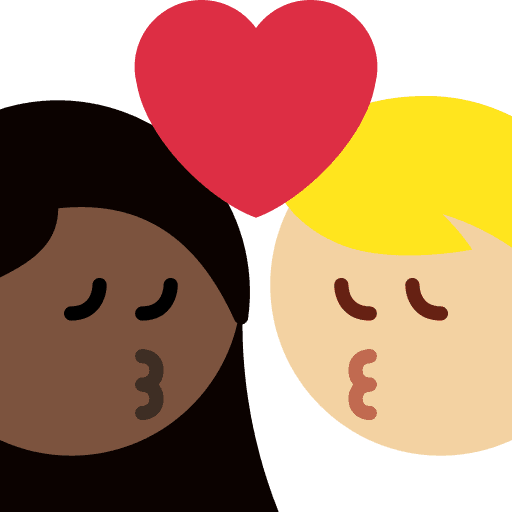 Kiss: Woman, Man, Dark Skin Tone, Medium-light Skin Tone