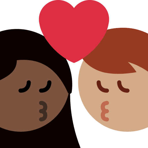 Kiss: Woman, Man, Dark Skin Tone, Medium Skin Tone