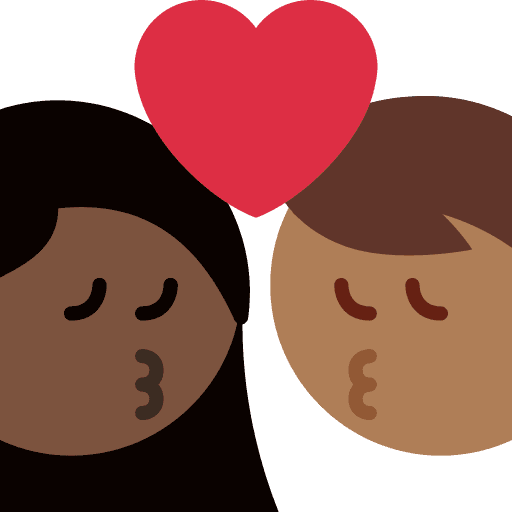 Kiss: Woman, Man, Dark Skin Tone, Medium-dark Skin Tone