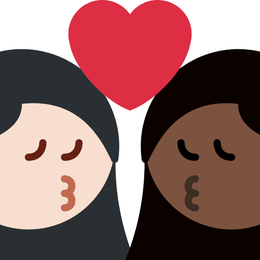 Kiss: Woman, Woman, Light Skin Tone, Dark Skin Tone