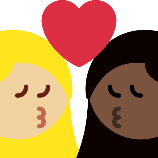 Kiss: Woman, Woman, Medium-light Skin Tone, Dark Skin Tone