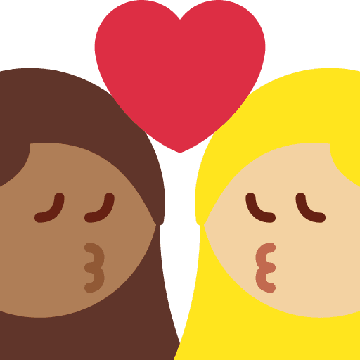 Kiss: Woman, Woman, Medium-dark Skin Tone, Medium-light Skin Tone