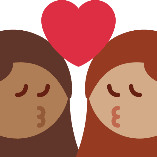 Kiss: Woman, Woman, Medium-dark Skin Tone, Medium Skin Tone