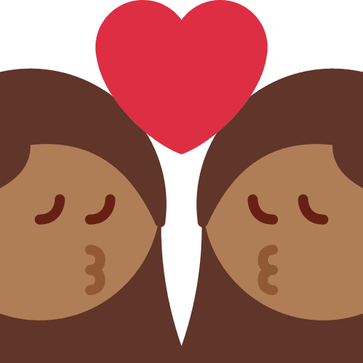 Kiss: Woman, Woman, Medium-dark Skin Tone