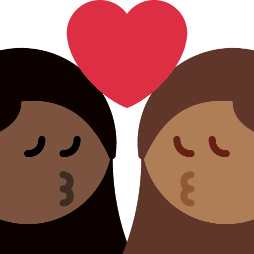 Kiss: Woman, Woman, Dark Skin Tone, Medium-dark Skin Tone