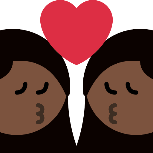 Kiss: Woman, Woman, Dark Skin Tone