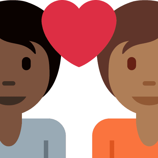 Couple with Heart: Person, Person, Dark Skin Tone, Medium-dark Skin Tone