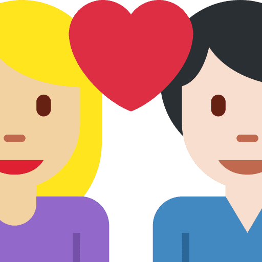 Couple with Heart: Woman, Man, Medium-light Skin Tone, Light Skin Tone