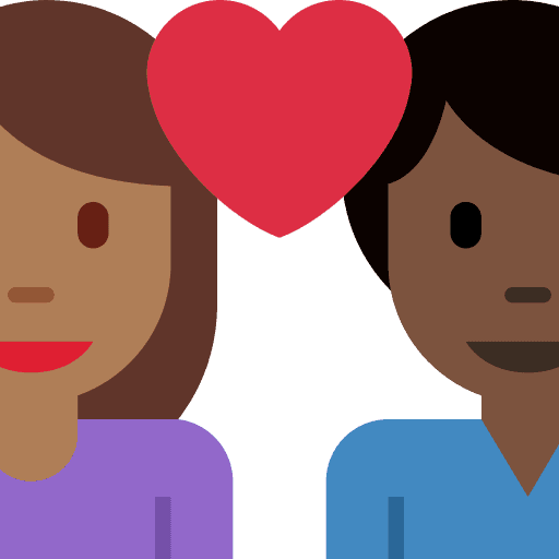Couple with Heart: Woman, Man, Medium-dark Skin Tone, Dark Skin Tone