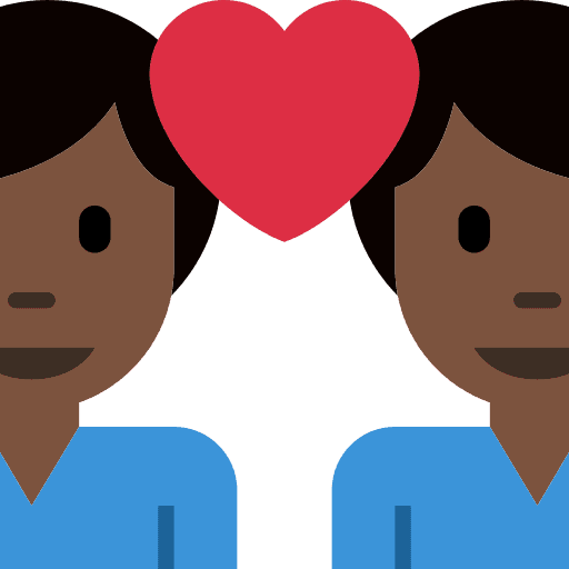 Couple with Heart: Man, Man, Dark Skin Tone