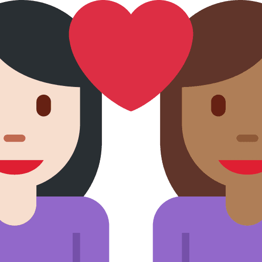 Couple with Heart: Woman, Woman, Light Skin Tone, Medium-dark Skin Tone