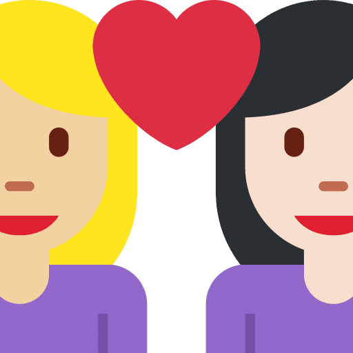 Couple with Heart: Woman, Woman, Medium-light Skin Tone, Light Skin Tone