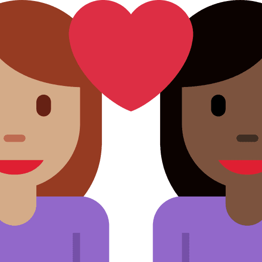 Couple with Heart: Woman, Woman, Medium Skin Tone, Dark Skin Tone