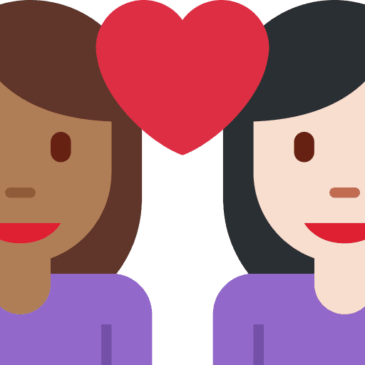 Couple with Heart: Woman, Woman, Medium-dark Skin Tone, Light Skin Tone