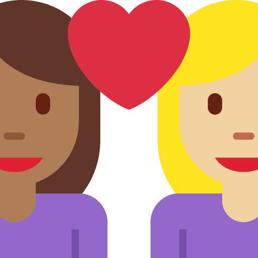 Couple with Heart: Woman, Woman, Medium-dark Skin Tone, Medium-light Skin Tone