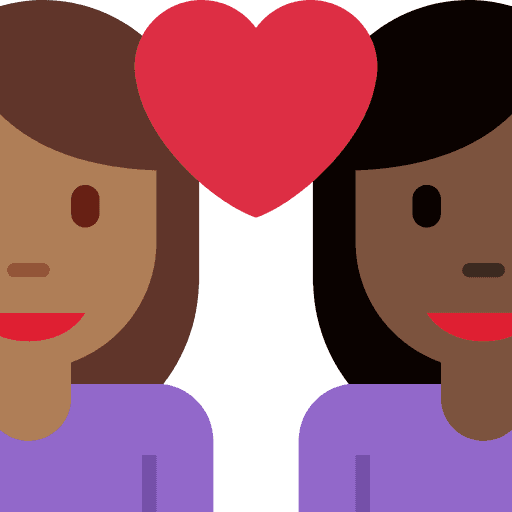 Couple with Heart: Woman, Woman, Medium-dark Skin Tone, Dark Skin Tone