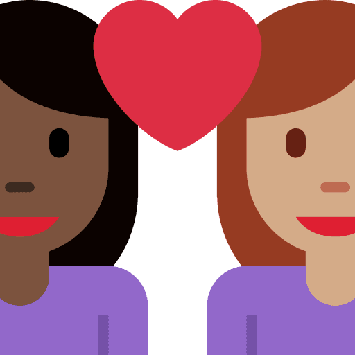 Couple with Heart: Woman, Woman, Dark Skin Tone, Medium Skin Tone