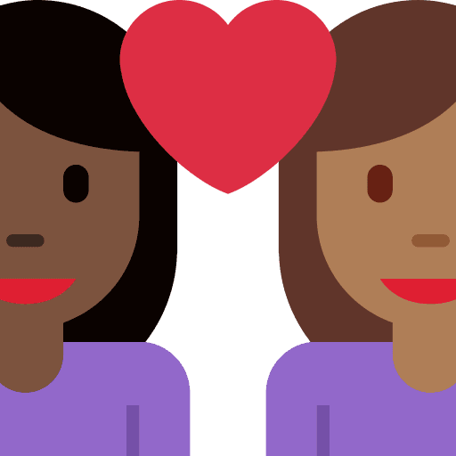Couple with Heart: Woman, Woman, Dark Skin Tone, Medium-dark Skin Tone