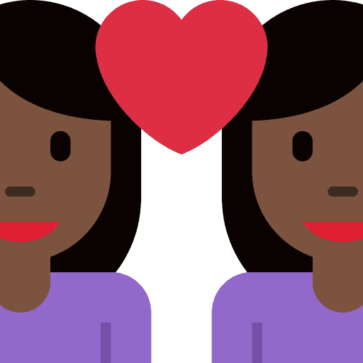 Couple with Heart: Woman, Woman, Dark Skin Tone