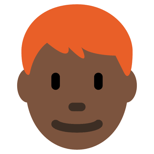 Man: Dark Skin Tone, Red Hair