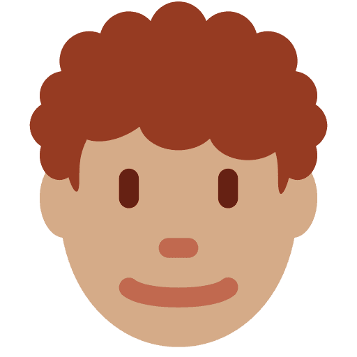 Man: Medium Skin Tone, Curly Hair