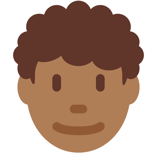 Man: Medium-dark Skin Tone, Curly Hair