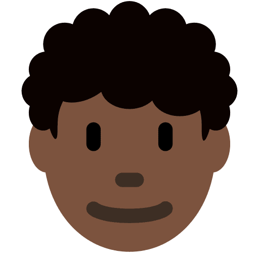 Man: Dark Skin Tone, Curly Hair