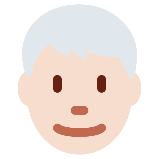 Man: Light Skin Tone, White Hair