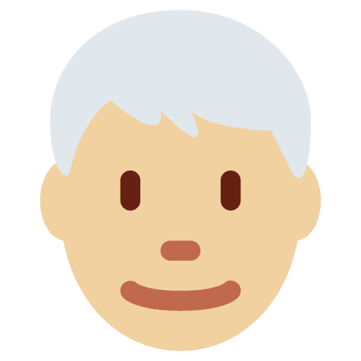 Man: Medium-light Skin Tone, White Hair