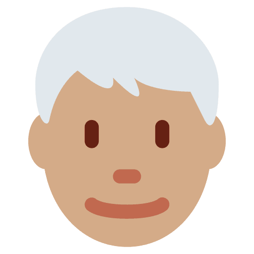 Man: Medium Skin Tone, White Hair