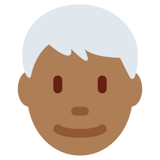 Man: Medium-dark Skin Tone, White Hair