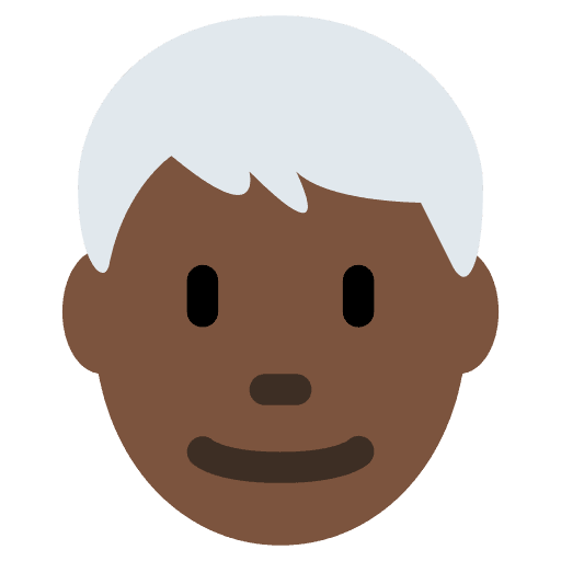 Man: Dark Skin Tone, White Hair