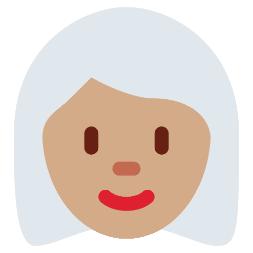 Woman: Medium Skin Tone, White Hair