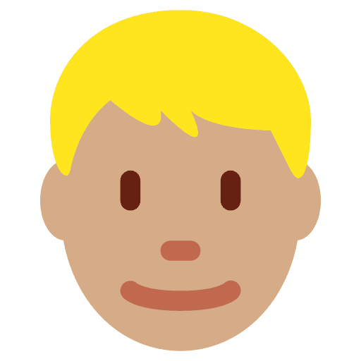 Man: Medium Skin Tone, Blond Hair