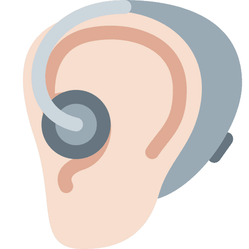 Ear with Hearing Aid: Light Skin Tone