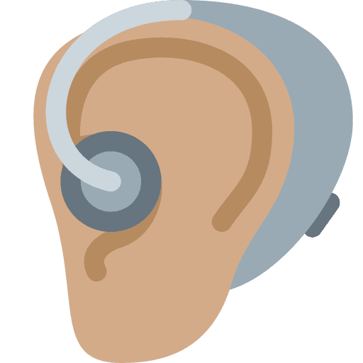 Ear with Hearing Aid: Medium Skin Tone