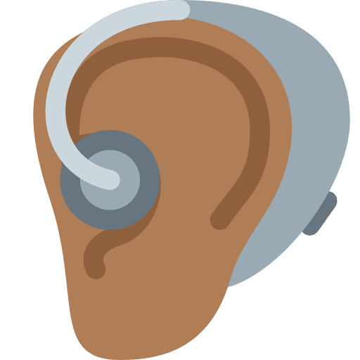 Ear with Hearing Aid: Medium-dark Skin Tone