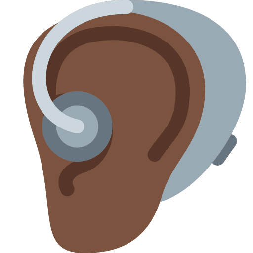 Ear with Hearing Aid: Dark Skin Tone