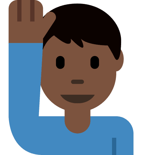 Man Raising Hand: Dark Skin Tone