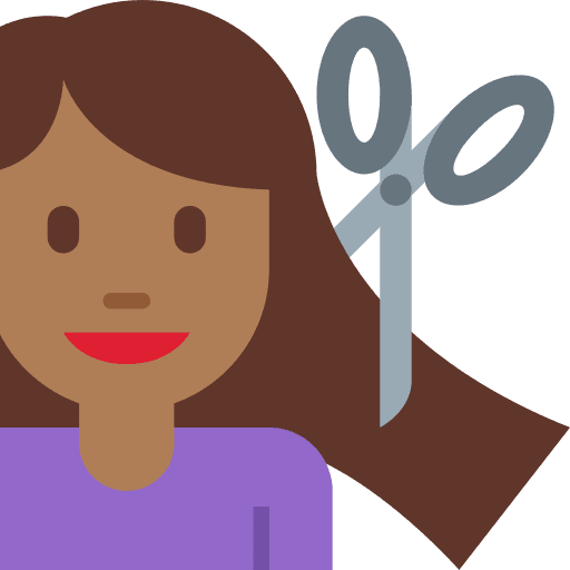 Woman Getting Haircut: Medium-dark Skin Tone