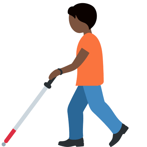 Person with White Cane: Dark Skin Tone