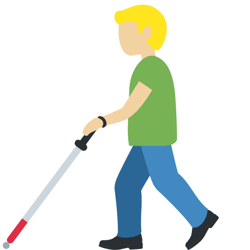 Man with White Cane: Medium-light Skin Tone