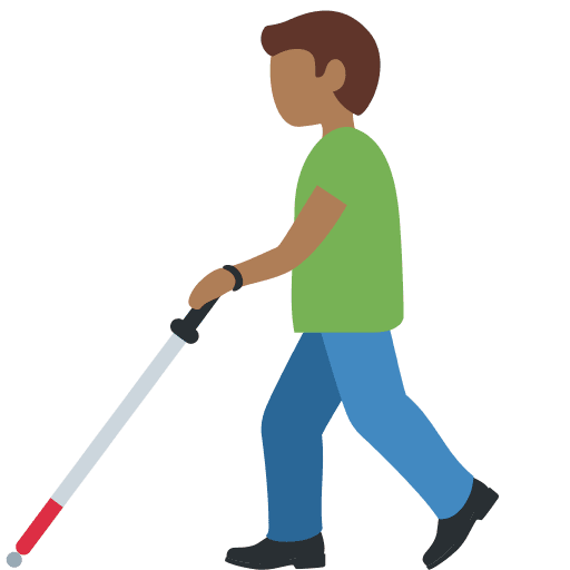 Man with White Cane: Medium-dark Skin Tone