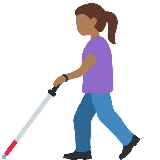 Woman with White Cane: Medium-dark Skin Tone